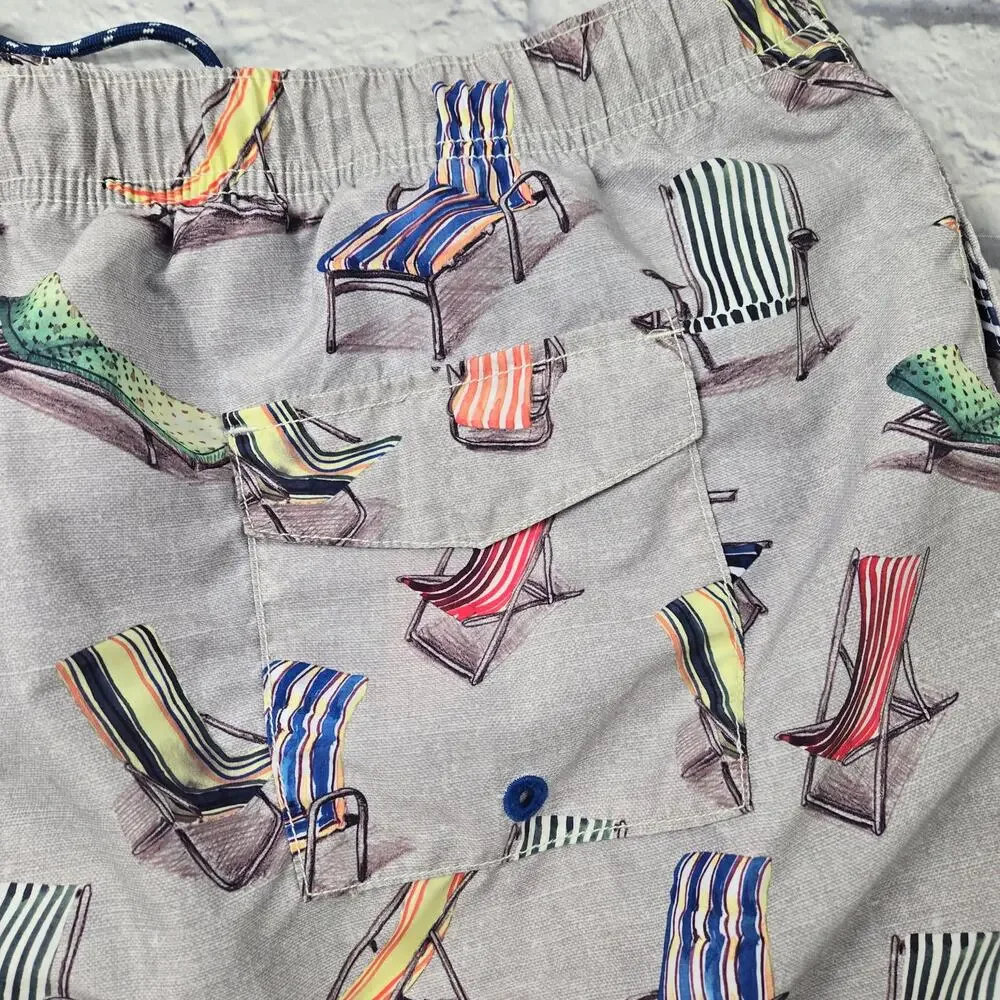Tommy Bahama Relax Men's Swim Shorts Naples Novelty Beach Chair Print Lined XXL